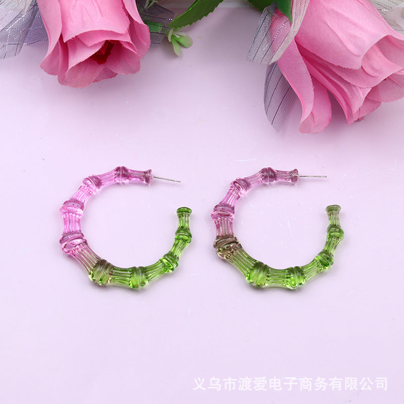 Wholesale Color Contrast Painted Slub Acrylic Earrings